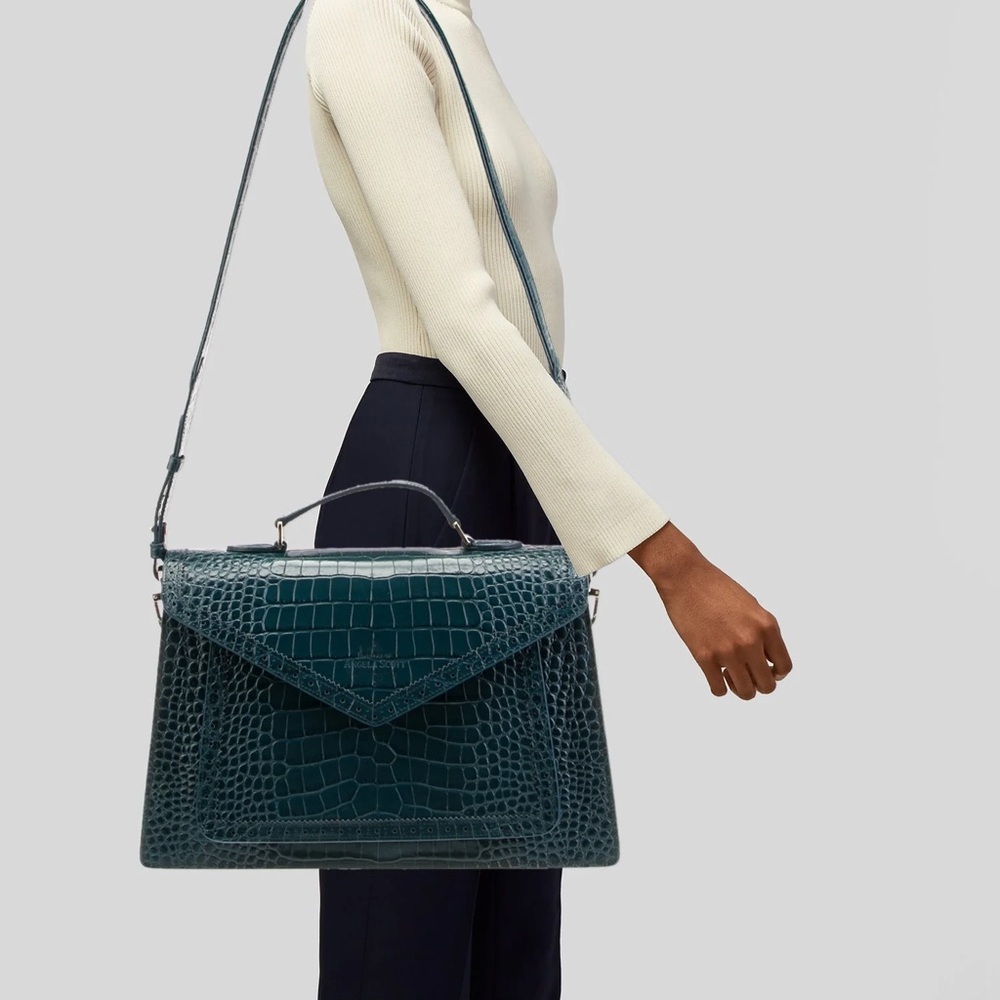 The Office of Angela Scott Crocodile-Embossed Briefcase (Florynce)